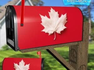 Canadian Flag White Maple Leaf On Red Decorative Rural Farm Mailbox Cover