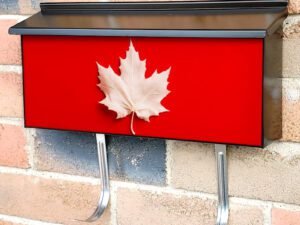 Canadian Flag White Maple Leaf On Red Townhouse Mailbox Cover