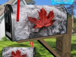 Canada Day Red Maple Leaf On Ice Decorative Rural Farm Mailbox Cover