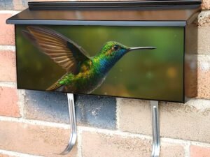 Hummingbird Hovering With Iridescent Multi Colored Feathers Townhouse Mailbox Cover