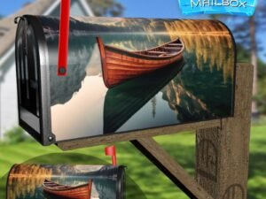 Beautiful View Of Traditional Wooden Rowing Boats On Lake Decorative Rural Farm Mailbox Cover