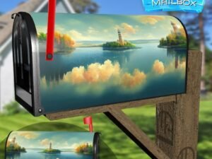 Beautiful Water Scene of Colorful Islands Decorative Rural Farm Mailbox Cover