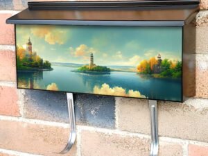 Beautiful Water Scene of Colorful Islands Townhouse Mailbox Cover