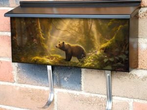 Bear Walking Alone in Forest Townhouse Mailbox Cover