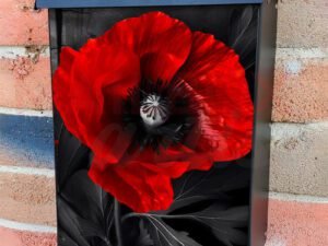 Red Poppies As A Symbol Of Memory For The Fallen Soldiers Colonial Mailbox Cover