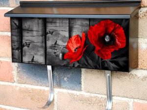 Red Poppies As A Symbol Of Memory For The Fallen Soldiers Townhouse Mailbox Cover
