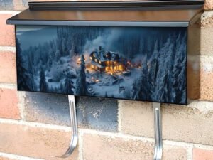 A Warm And Inviting Home Amidst A Snow Covered Forest Townhouse Mailbox Cover