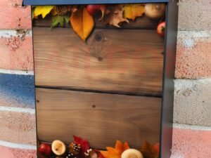 Autumn Leaves on Wooden Planks Colonial Mailbox Cover