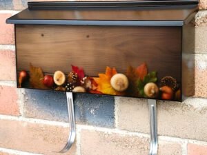Autumn Leaves on Wooden Planks Townhouse Mailbox Cover