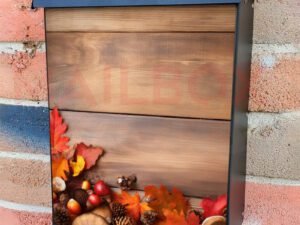 Colorful Autumn Leaves on Wooden Planks Colonial Mailbox Cover