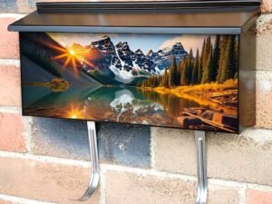 Amazing Still Reflections At Lake Surrounded By Mountains Townhouse Mailbox Cover