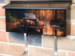 Old Timer Rusty Vintage Classic Car Townhouse Mailbox Cover