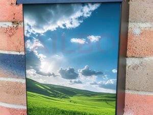 Beautiful Scene of Green Meadows and Blue Sky with Clouds Colonial Mailbox Cover