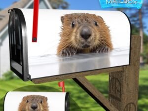 Baby Beaver Climbing from Water Decorative Rural Farm Mailbox Cover