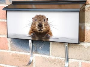 Baby Beaver Climbing off Water Townhouse Mailbox Cover