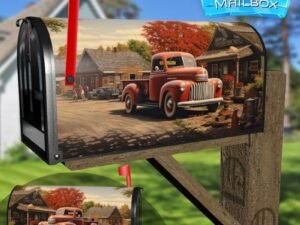 American Old Red Vintage Retro Truck Decorative Rural Farm Mailbox Cover