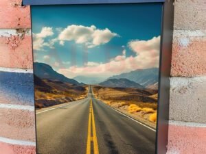 Adventure Desert Road with Hills and Clouds Colonial Mailbox Cover