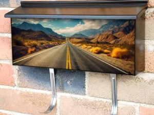 Adventure Desert Road with Hills and Clouds Townhouse Mailbox Cover