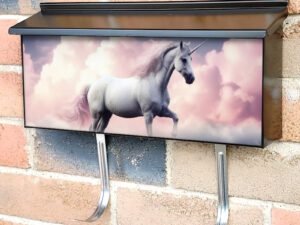 A Beautiful Unicorn Surrounded By Soft Clouds Townhouse Mailbox Cover