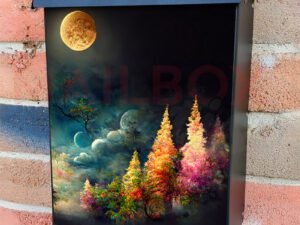 Abstract Colorful Fairy Tale Forest Landscape Colonial Mailbox Cover