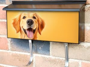 Happy Smiling Dog Orange Background 2 Townhouse Mailbox Cover