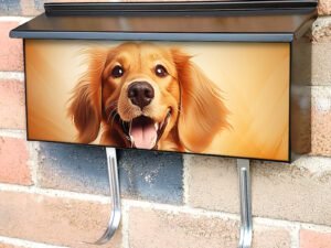 Happy Smiling Dog Orange Background 3 Townhouse Mailbox Cover