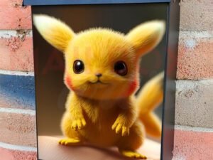 A Small Pikachu Sitting On Top Of A Finger Colonial Mailbox Cover