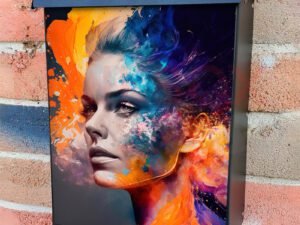 Colorful Beautiful Fantasy Abstract Portrait Of A Beautiful Woman Colonial Mailbox Cover
