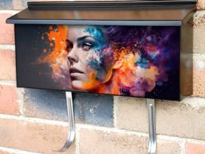 Colorful Beautiful Fantasy Abstract Portrait Of A Beautiful Woman Townhouse Mailbox Cover