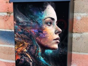 Beautiful Fantasy Colorful Abstract Portrait Of A Beautiful Woman Colonial Mailbox Cover