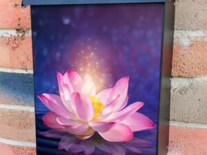 Blooming Pink Lotus Flower Sparkling Colonial Mailbox Cover