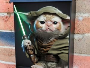 Cat Jedi Master With Lightsaber Colonial Mailbox Cover