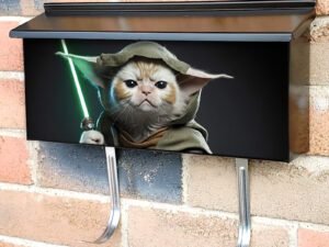 Cat Jedi Master With Lightsaber Townhouse Mailbox Cover