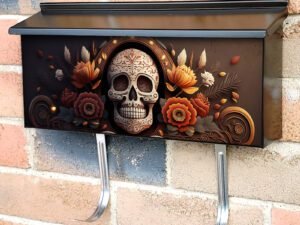 Day Of The Dead Dia De Muertos Mexican Sugar Skull And Flowers Townhouse Mailbox Cover