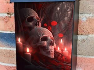 Day Of The Dead Sugar Skulls Dia De Los Muertos Day With Candles Colonial Mailbox Cover