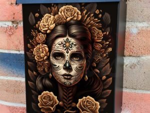 Sugar Skull Faced Women With Flowers Colonial Mailbox Cover