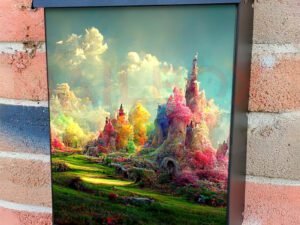 Colorful Fantasy Landscape Colonial Mailbox Cover