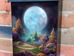 Exceptional Bright Full Moon Over Dark Fairy Tale Forest Colonial Mailbox Cover