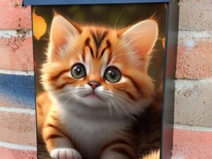 Fluffy Funny Kitty Cat Cute British Shorthair Kitten Colonial Mailbox Cover
