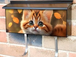 Fluffy Funny Kitty Cat Cute British Shorthair Kitten Townhouse Mailbox Cover