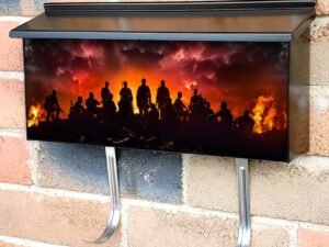 Military Soldier Brigade Silhouette At Sunset Townhouse Mailbox Cover