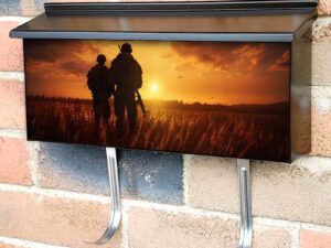 Pair Of Soldiers At Sunset Silhouette Townhouse Mailbox Cover