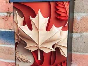 Canada Day Canadian White Maple Leaves Colonial Mailbox Cover