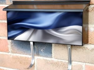 The Blue And White French Silk Flag Quebec Townhouse Mailbox Cover