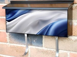 The White And Blue French Silk Flag Quebec Townhouse Mailbox Cover