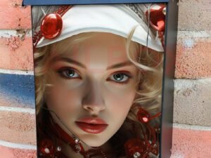 Beautiful Caucasian Woman With Blond Hair Fantasy Colonial Mailbox Cover