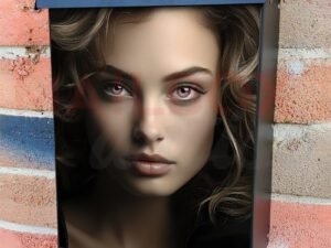 Beautiful Caucasian Woman With Long Curly Dark Blond Hair Colonial Mailbox Cover