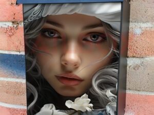 Beautiful Woman With Elegant Gray Hair Colonial Mailbox Cover