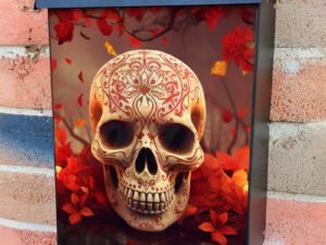 Sugar Skull With Candles Colonial Mailbox Cover