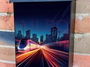 Colorful Train Quick Running Illustration Colonial Mailbox Cover